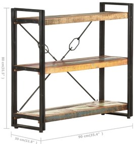 vidaXL Βιβλιοθήκη με 3 Επίπεδα 90x30x80 εκ. Μασίφ Ανακυκλωμένο Ξύλο