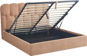 Κρεβάτι διπλό Sectra pakoworld terracotta μπουκλέ ύφασμα 160x200εκ