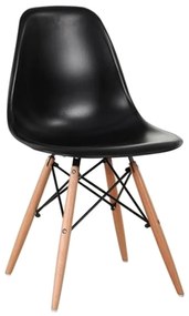 Καρέκλα Art Wood ΕΜ123,2W Black 46x52x82cm Σετ 4τμχ Wood, Polypropylene