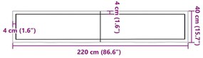 Ράφι Τοίχου 220x40x(2-4) εκ. από Ακατέργαστο Μασίφ Ξύλο Δρυός - Καφέ