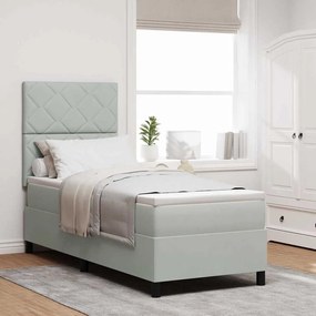 vidaXL Κρεβάτι Box Spring με Στρώμα Ανοιχτό Γκρι 80x200 εκ Βελούδο