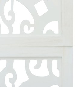 Διαχωριστικό Χώρου με 4 Πάνελ Λευκό από Μασίφ Ξύλο Παυλώνιας 358739