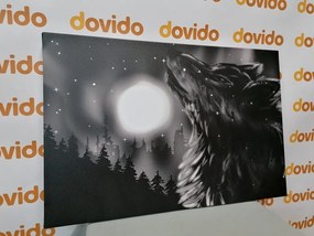 Εικόνα ενός φεγγαριού λύκου σε ασπρόμαυρο - 90x60