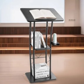VEVOR Podium Stand 47 in Curved Metal Lectern Storage Shelf Classroom Wedding