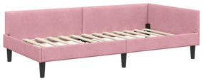 vidaXL Πλαϊνό Κρεβάτι Ροζ 100 x 200 cm Βελούδο και Στιβαρή ξυλεία
