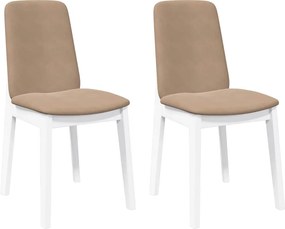 vidaXL Καρέκλες τραπεζαρίας με μαξιλάρια 2 τεμάχια Λευκό μασίφ ξύλο