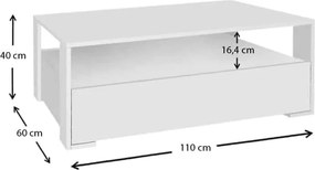 Τραπεζάκι σαλονιού Balina Megapap χρώμα λευκό 110x60x40εκ.