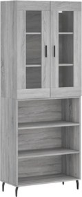 vidaXL Ντουλάπι Γκρι Sonoma 69,5 x 34 x 180 εκ. Επεξεργασμένο Ξύλο