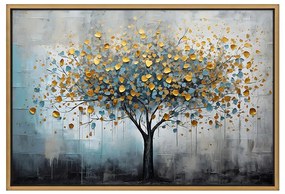Πίνακας σε καμβά "Gold Tree" Megapap ψηφιακής εκτύπωσης με κορνίζα χρώμα χρυσό 140x100x3εκ.