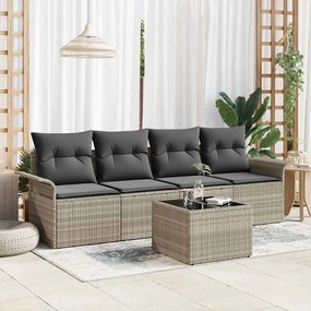 vidaXL Σετ Σαλονιού 5 Τεμαχίων με Μαξιλάρια - Γκρι Πολυαιθυλένιο