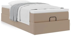 vidaXL Οθωμανικό κρεβάτι με στρώμα Cappucino 90x200cm Faux Leather