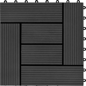 vidaXL Πλάκα Κατασκευής 11 pcs Μαύρο 30 x 30 cm WPC