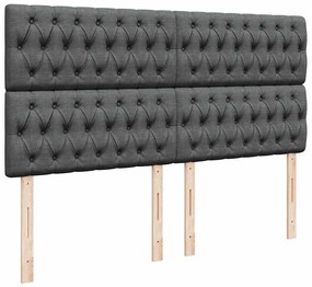 vidaXL Κρεβάτι Boxspring με Στρώμα Σκούρο Γκρι 200x200 εκ. Υφασμάτινο