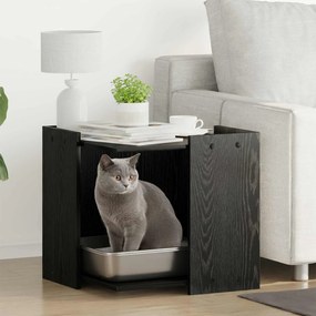 vidaXL Κλουβί για την αμυντική λεκάνη γάτας Μαύρη δρυς