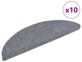 vidaXL Πατάκια Σκάλας Αυτοκόλ. 10 τεμ. Αν. Γκρι 56x17x3εκ Βελονιασμένα