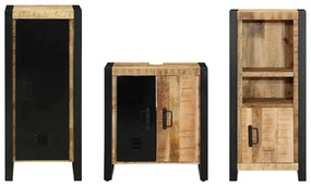 vidaXL Σετ Επίπλων Μπάνιου 3 pcs Καφέ και Μαύρο Στερεό ξύλο μάνγκο