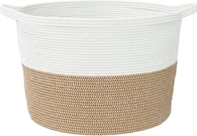 vidaXL Καλάθι Απλύτων Καφέ και Λευκό Ø60x36 εκ. Βαμβακερό