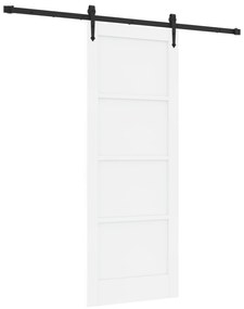 vidaXL Ολίσθητη Πόρτα με Σετ Αξεσουάρ Λευκή 78x202 εκ. Στερεό Ξύλο Πεύκου