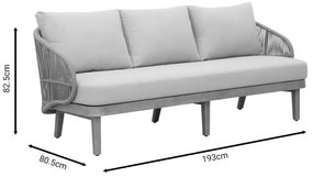 Σετ σαλονιού 4τμχ Peregine μασίφ ξύλο ευκαλύπτου-μπεζ ύφασμα 80.5x193x82.5 εκ.