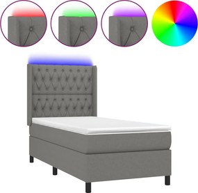 vidaXL LED Κρεβάτι με βάθρο με κεφαλάρι ύφασμα