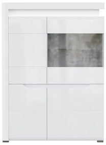 Βιτρίνα Orlando K104, Γυαλιστερό λευκό, Άσπρο, Με πόρτες, Ο αριθμός των θυρών: 2, 135x100x39cm | Epipla1.gr