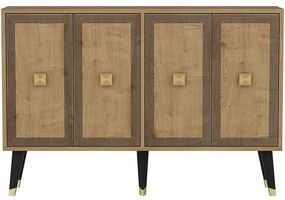 Μπουφές Ansel 327ODS1236 120x30x80cm Natural-Gold Μοριοσανίδα, Μελαμίνη