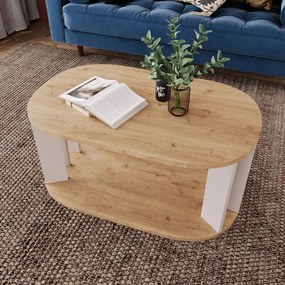 Τραπέζι Solka  σε oak απόχρωση με ανοιχτό γκρι 90x56x40εκ