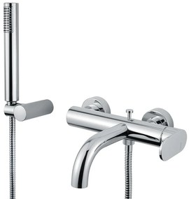 Armando Vicario Slim Chrome Μπαταρία Λουτρού Με Tηλέφωνο Anticalcare, Eπίτοιχο Στήριγμα Tηλεφώνο&amp;Αθραυστο Σπιράλ 500100-100