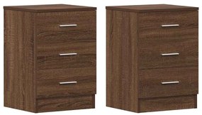 vidaXL Κομοδίνα 2 τεμ. Καφέ Δρυς από 38x35x56 Επεξεργασμένο Ξύλο