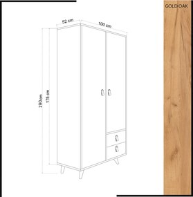 Διφυλλη Ντουλαπα Δρυς/Λευκο MUSSO 52x135x192