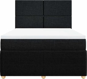 vidaXL Κρεβάτι Boxspring με Στρώμα Μαύρο 140x190 εκ. Υφασμάτινο