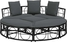 vidaXL Εξωτερική Lounge κρεβάτι χωρίς θόλο Μαύρο πολυ μπαστούνι