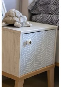Epiplo World Alika Κομοδίνο Με 1 Πόρτα Μοριοσανίδα 36x38x47εκ. Whitewashed Chestnut/Grey & Coral print BEST-512469004