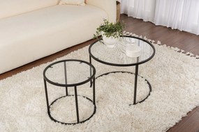 Σετ Τραπεζιών Σαλονιού Μαύρο CEZAR 60x60x43