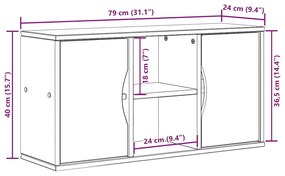 Ντουλάπι τηλεόρασης ODDA Λευκό 79x24x40 εκ. Μασίφ Ξύλο Πεύκου