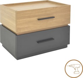 Κομοδίνο Sonlen pakoworld mdf σε sonoma-ανθρακί απόχρωση 60x40x44.5εκ