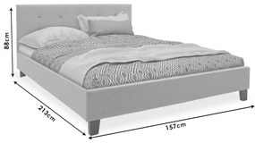 Κρεβάτι Mago pakoworld ύφασμα ανθρακί 150x200εκ