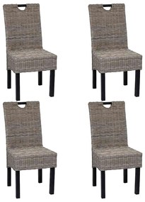 vidaXL Καρέκλες Τραπεζαρίας 4 τεμ. από Ρατάν Kubu και Ξύλο Μάνγκο