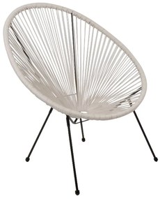 ACAPULCO Πολυθρόνα Μέταλλο Βαφή Μαύρο, Rattan Άσπρο  70x69x81cm [-Άσπρο-, -Μαύρο-] [-Wicker-, -Μέταλλο-] Ε245,1