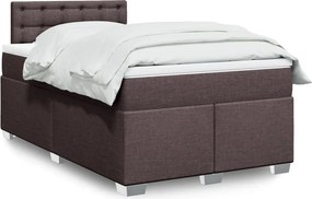 vidaXL Κρεβάτι Boxspring με Στρώμα Σκούρο Καφέ 120x200 εκ. Υφασμάτινο