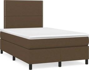 vidaXL Κρεβάτι Boxspring με Στρώμα Σκούρο Καφέ 120x190 εκ Υφασμάτινο