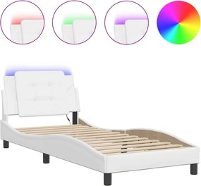 vidaXL Πλαίσιο Κρεβατιού με LED Χωρίς Στρώμα Zadar Λευκό 80x200 εκ.
