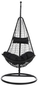 ΚΡΕΜΑΣΤΗ ΠΟΛΥΘΡΟΝΑ ΦΩΛΙΑ MILLIE  ΜΕΤΑΛΛΟ-ΣΥΝΘ.RATTAN ΜΑΥΡΟ Φ95x195Υεκ.