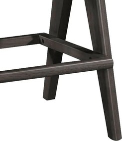 Σκαμπό bar Winslow pakoworld ξύλο rubberwood μαύρο-pvc rattan φυσικό-ύφασμα γκρι 44.5x46x98εκ