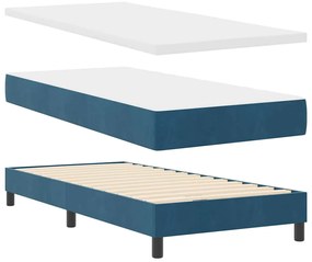vidaXL Κρεβάτι με ελατήρια με στρώμα Σκούρο Μπλε 100 x 200 cm Βελούδο