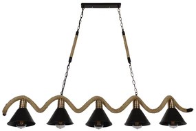 01190 GloboStar® GLOBOSTAR® TYMEN 01190 Vintage Κρεμαστό Φωτιστικό Οροφής με Ντουί 5 x E27 AC 220-240V IP20 - Μαύρο &amp; Μπεζ - Μ150 x Π22 x Υ23cm