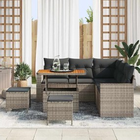 vidaXL Σετ Καναπέ Κήπου 8 pcs Γκρι συνθετικό ρατάν