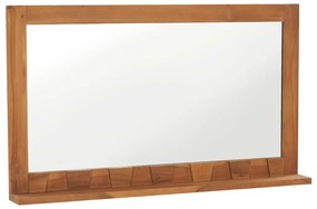 vidaXL Καθρέφτης Τοίχου με Ράφι 100 x 12 x 60 εκ. από Μασίφ Ξύλο Teak