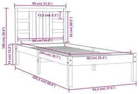 vidaXL Πλαίσιο Κρεβατιού 90 x 200 εκ. από Μασίφ Ξύλο