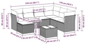 vidaXL Σαλόνι Κήπου 8 Τεμαχίων Μαύρο από Συνθετικό Ρατάν με Μαξιλάρια